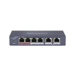 Switch PoE unmanaged Hikvision DS-3E0106P-E-M, 4 porturi + 2 uplink