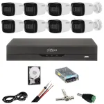 Kit supraveghere Dahua cu 8 camere 5MP, IR 80 m, DVR 8 canale, HDD 2TB