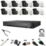 Kit supraveghere Hikvision 8 camere 8MP, DVR 8 canale, IR 60m