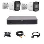 Kit supraveghere Uniview cu 2 camere 5MP, DVR hibrid 4 canale si IR 20 m