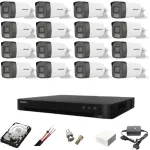 Sistem supraveghere Hikvision cu 16 camere 5MP Dual Light, DVR AcuSense și HDD 4TB
