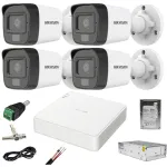 Sistem supraveghere Hikvision cu 4 camere 2MP Dual Light, DVR AcuSense si HDD 500GB