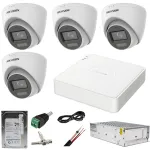 Sistem supraveghere Hikvision cu 4 camere 5MP Dual Light si DVR AcuSense
