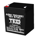 Acumulator AGM VRLA 12V 5.1Ah cu terminal F2, 90x70x98 mm TED