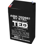 Acumulator AGM VRLA 6V 6.1Ah cu terminal F1, compact 70x48x101 mm