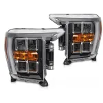 Set de faruri LED de tuning potrivit pentru Ford F150 2020-2023 cu bază neagră, pentru modelul cu lumini DRL din fabrică, stânga și dreapta Performance AutoTuning