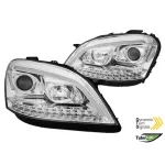 Set de faruri de tuning potrivit pentru Mercedes ML W164 2005-2008 cu bază cromată, stânga și dreapta Performance AutoTuning