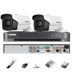 Sistem supraveghere Hikvision cu 2 camere bullet 8MP, IR 80 m, HDD 1TB