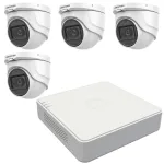 Sistem supraveghere Hikvision cu 4 camere interior 5MP, audio si DVR TurboHD