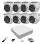 Sistem supraveghere Hikvision cu 8 camere 8MP, DVR 4K si IR 30 m