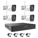 Sistem supraveghere Wi‑Fi cu 4 camere IP 2MP, audio și NVR 4K UNV