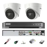 Sistem supraveghere Hikvision interior cu 2 camere 8MP, DVR si HDD