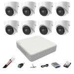 Sistem supraveghere Hikvision cu 8 camere 8MP, DVR 4K si HDD 2TB
