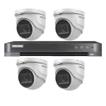 Kit supraveghere video Hikvision cu 4 camere dome 8MP si DVR 4K
