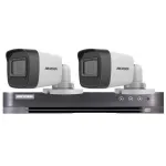 Sistem supraveghere Hikvision cu 2 camere 5MP, audio si DVR 4 canale