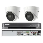 Sistem supraveghere Hikvision cu 2 camere 8MP, IR 60m si DVR 4K