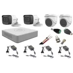 Sistem supraveghere Hikvision cu 4 camere audio 2MP Turbo HD si accesorii