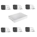 Kit supraveghere video exterior Hikvision 6 camere 5MP IR 40m DVR 8 canale