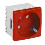 Priză modulară Schuko 16A cu împământare și protecție copii DLX roșie