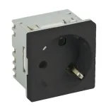 Priză modulară Schuko cu împământare DLX, negru RAL 9005, 16A, 45x45 mm