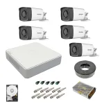 Sistem supraveghere Hikvision cu 5 camere 2MP, DVR 8 canale si IR 40 m