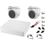 Sistem supraveghere interior Hikvision cu 2 camere audio 2MP si DVR 4 canale