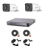 Sistem supraveghere Hikvision cu 2 camere 2MP, DVR 4 canale si accesorii