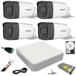Sistem supraveghere Hikvision 4 camere exterior 5MP IR 80 m cu DVR si HDD 1TB