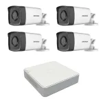 Kit supraveghere exterior Hikvision cu 4 camere 2MP, IR 40 m si DVR