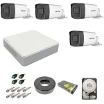Kit supraveghere exterior Hikvision cu 4 camere 5MP, DVR si HDD 1TB