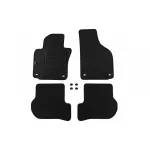 Mochete de podea din carpetă cu două straturi, potrivite pentru Skoda Octavia II, RS, Scout 2004-2007, din țesătură Rex, set de 4 bucăți, negre cu deschideri ovale Performance AutoTuning