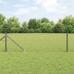 Set gard din plasă cu stâlpi, oțel și PVC, gri, 10 x 0,4 m