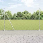 Gard din oțel argintiu 10 x 1,4 m cu plasă 40 x 40 mm, fixare pe beton