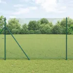 Gard din plasă verde 10 x 1,5 m cu stâlpi din oțel, pentru exterior
