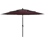 Umbrelă de grădină 3 niveluri, stâlp aluminiu, roșu bordo 3,5 m GartenMobel Dekor