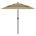 Umbrelă de grădină 3 niveluri, stâlp aluminiu, taupe, 2,5 m GartenMobel Dekor