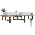 Raft pentru lavoar montat pe perete, oțel și lemn masiv acacia GartenMobel Dekor