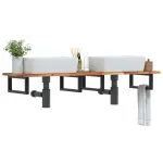 Raft pentru lavoar montat pe perete, oțel și lemn masiv acacia GartenMobel Dekor