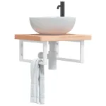 Raft pentru lavoar montat pe perete, oțel și lemn masiv fag GartenMobel Dekor