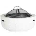 Șemineu de exterior pentru terasă și grădină cu grill, MgO, 60x60x42 cm