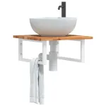 Raft pentru lavoar montat pe perete, oțel și lemn masiv acacia GartenMobel Dekor