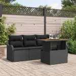 Set de canapele pentru grădină cu pernă 5 pcs Negru poliratan GartenMobel Dekor