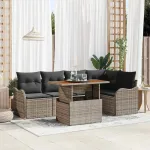 Set de canapele pentru grădină cu pernă 6 pcs Gri poliratan GartenMobel Dekor