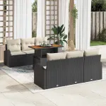 Set de canapele pentru grădină cu pernă 7 pcs negru și crem GartenMobel Dekor