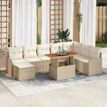 Set de canapele pentru grădină cu pernă 9 pcs bej și crem GartenMobel Dekor