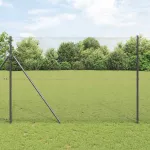 Gard din plasă cu stâlpi din oțel, gri, 50 x 1,4 m, exterior