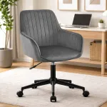 Scaun de birou, Artool, Roxy, rotativ, catifea, gri si negru, 60x65x80-89 cm GartenVIP DiyLine