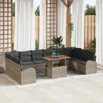 Set de canapele pentru grădină cu pernă 11 pcs Gri GartenMobel Dekor