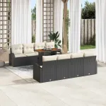 Set de canapele pentru grădină cu pernă 7 pcs negru și crem GartenMobel Dekor