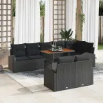 Set de canapele pentru grădină cu pernă 9 pcs Negru GartenMobel Dekor